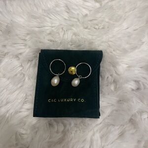 Silver and Gold Pearl Drop Earrings